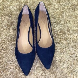 Franco Sarto Navy Blue Block Heel Pump EUC